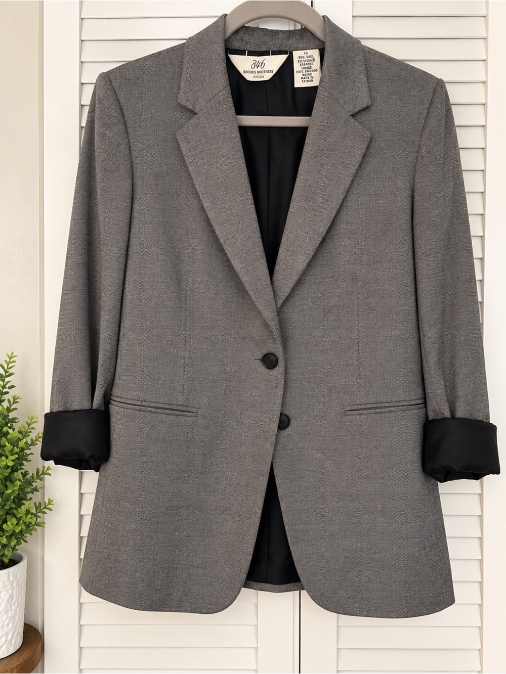 Brooks Brothers 346 Gray Wool Blazer Size 10 Classic Career Work Jacket
